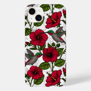 Hibiscus flowers and hummingbirds Case-Mate iPhone 14 plus case