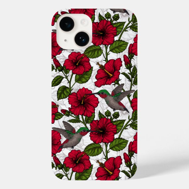 Hibiscus flowers and hummingbirds Case-Mate iPhone case (Back)