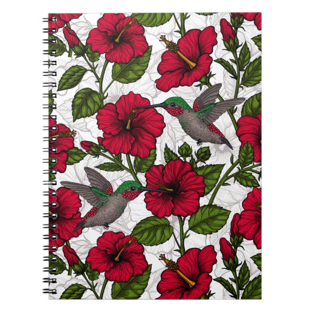 Hibiscus flowers and hummingbirds notebook (Front)