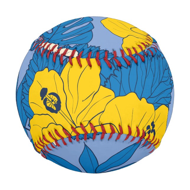 Hibiscus flowers and leaves  baseball (Front)