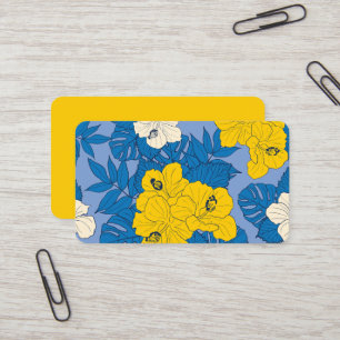 Hibiscus flowers and leaves business card