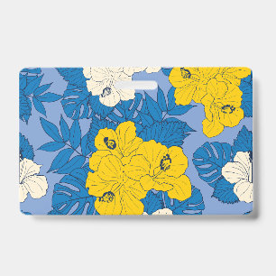 Hibiscus flowers and leaves  ID badge