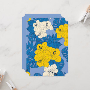 Hibiscus flowers and leaves invitation