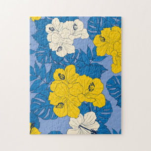 Hibiscus flowers and leaves jigsaw puzzle