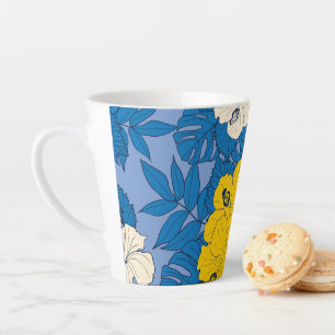 Hibiscus flowers and leaves  latte mug