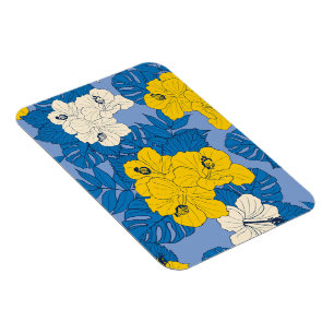 Hibiscus flowers and leaves magnet