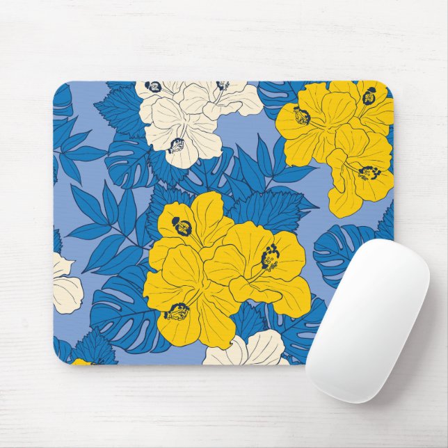 Hibiscus flowers and leaves  mouse pad (With Mouse)