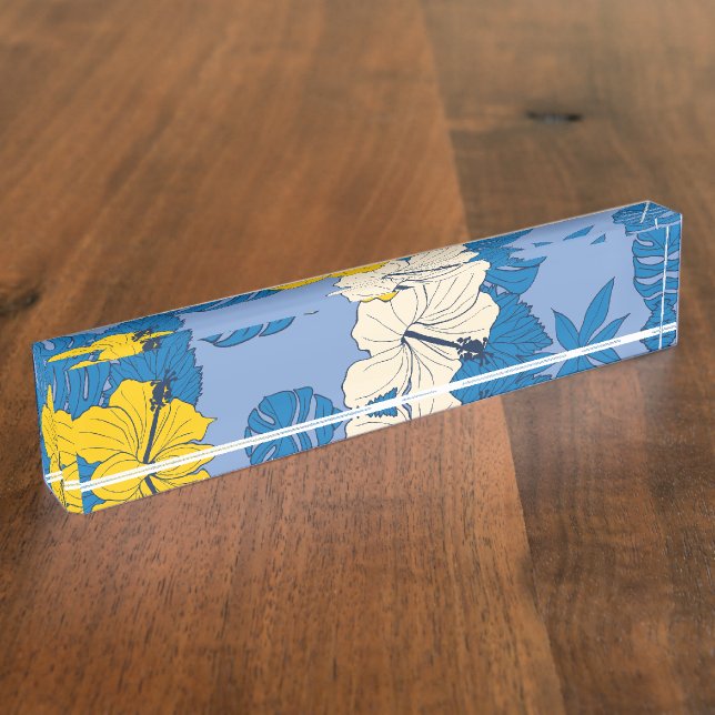 Hibiscus flowers and leaves   nameplate (Side)