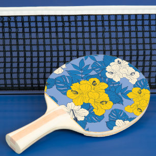 Hibiscus flowers and leaves   ping pong paddle