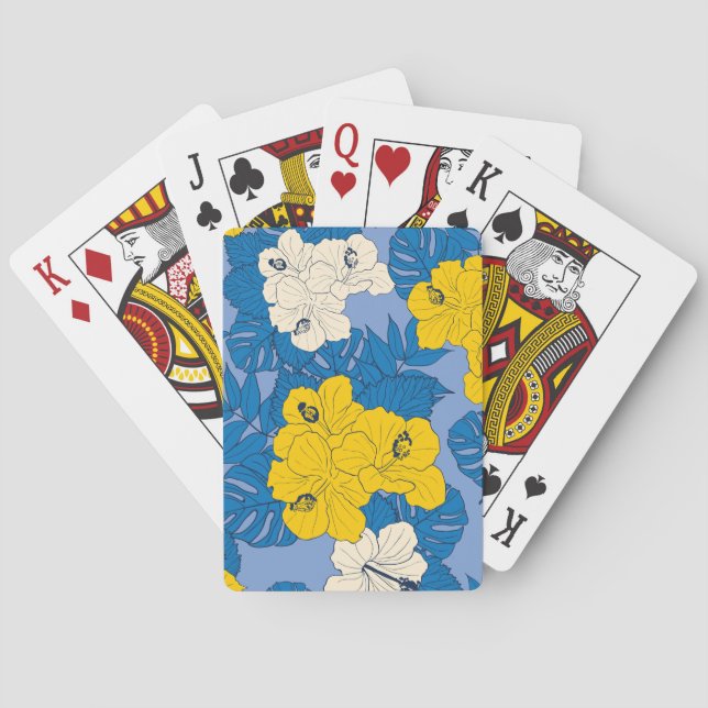 Hibiscus flowers and leaves   playing cards (Back)
