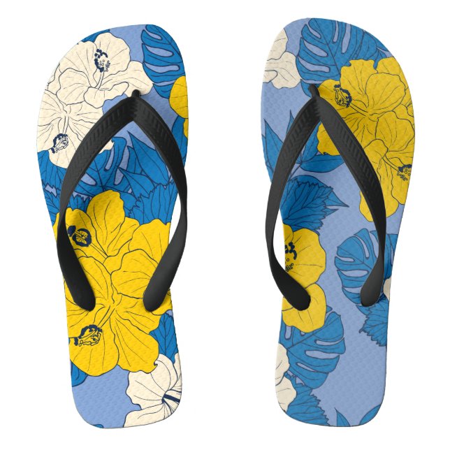 Hibiscus flowers and leaves  thongs (Footbed)