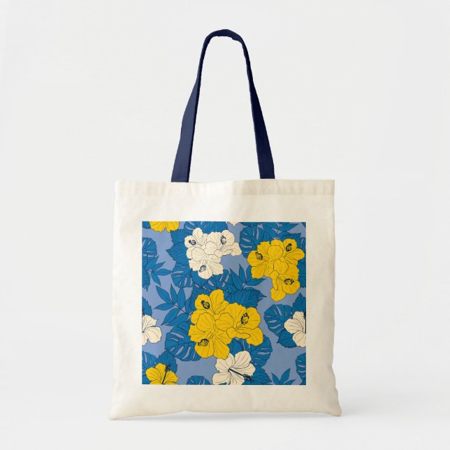 Hibiscus flowers and leaves   tote bag (Front)