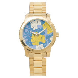 Hibiscus flowers and leaves watch