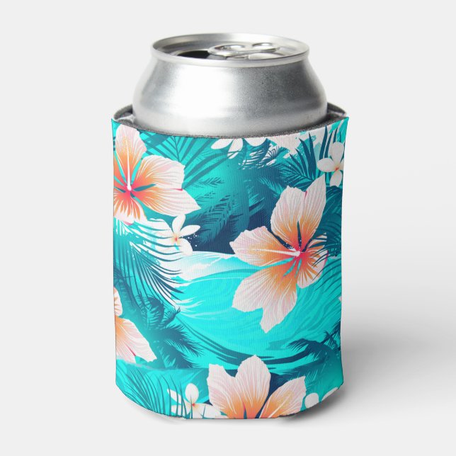 Hibiscus flowers at the beach can cooler (Can Front)