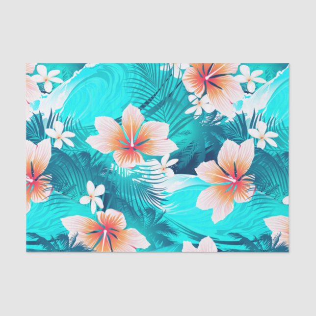 Hibiscus flowers at the beach tissue paper (Front)