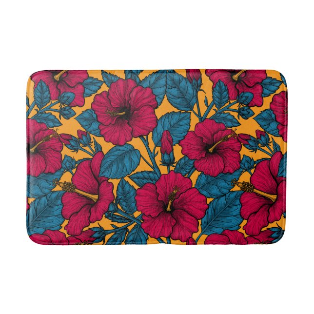 Hibiscus flowers bath mat (Front)
