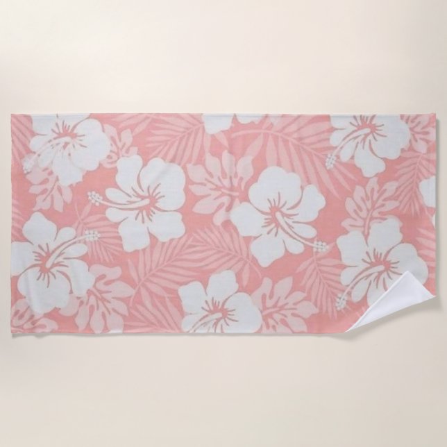 Hibiscus Flowers Beach Towel (Front)