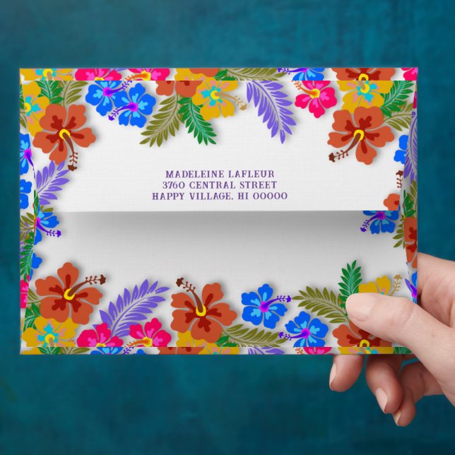 Hibiscus Flowers Border Decorated Envelopes (Hand)