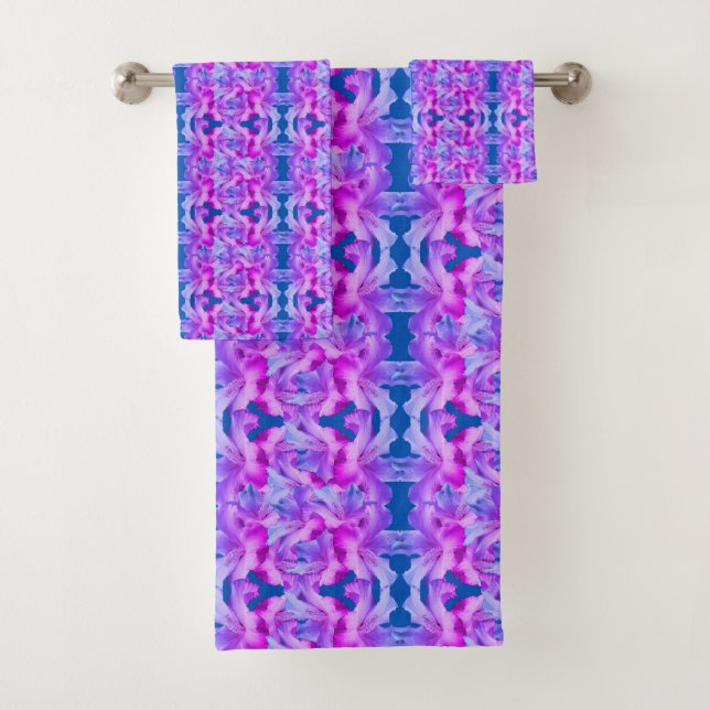 Hibiscus Flowers Bouquet Pattern Tinted    Bath Towel Set (Insitu)