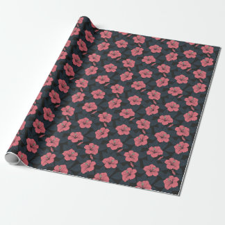 Hibiscus flowers: dark seamless wallpaper. wrapping paper