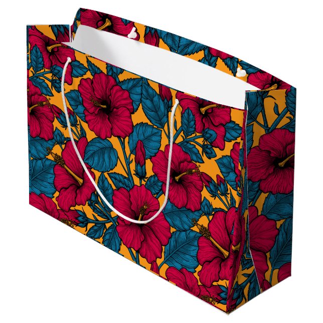 Hibiscus flowers large gift bag (Back Angled)