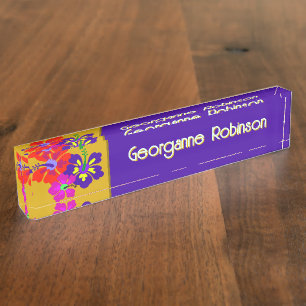 Hibiscus Flowers Name Only Office Desk Nameplate