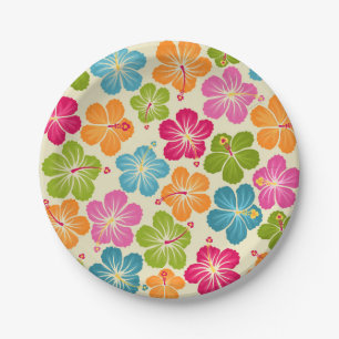 Hibiscus Flowers Paper Plate