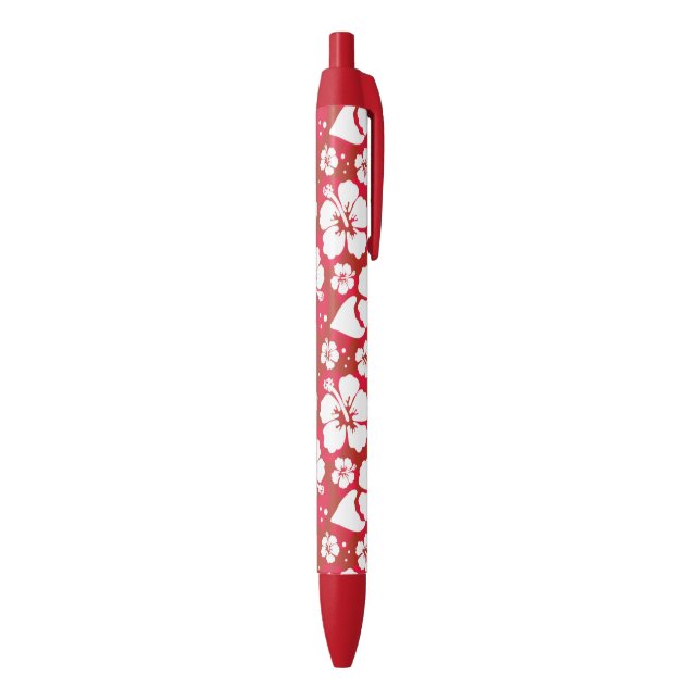 Hibiscus Flowers Pattern Black Ink Pen (Bottom (Vertical))