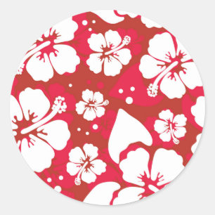 Hibiscus Flowers Pattern Classic Round Sticker