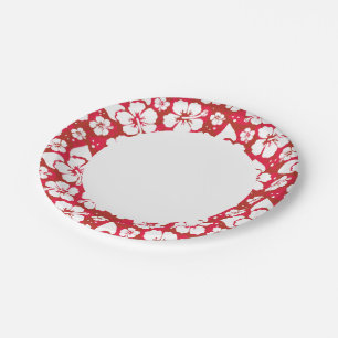Hibiscus Flowers Pattern Paper Plate