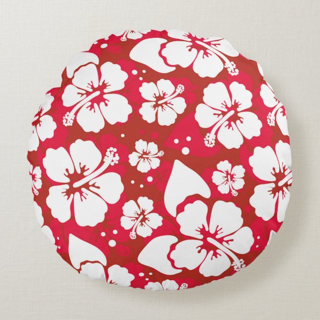 Hibiscus Flowers Pattern Round Cushion (Front)
