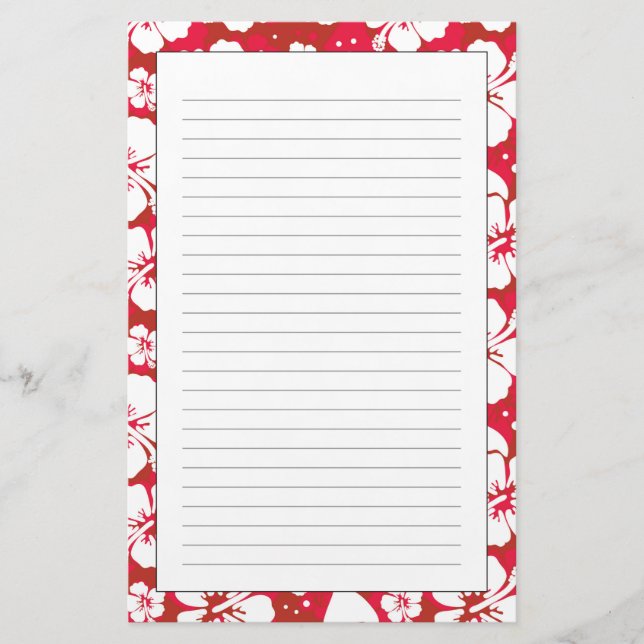 Hibiscus Flowers Pattern Stationery (Front)