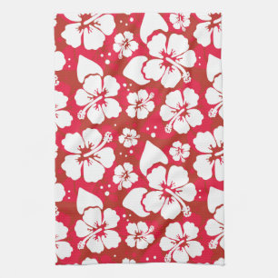 Hibiscus Flowers Pattern Tea Towel