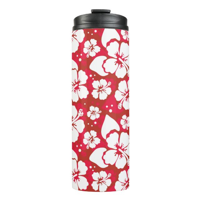 Hibiscus Flowers Pattern Thermal Tumbler (Front)
