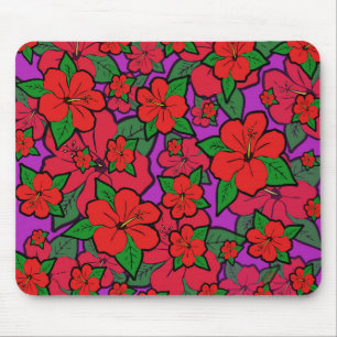 Hibiscus Flowers Purple Mouse Pad