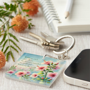 Hibiscus Flowers & Quote Key Ring