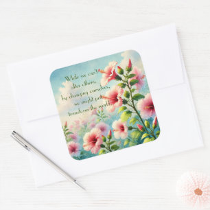 Hibiscus Flowers & Quote Square Sticker