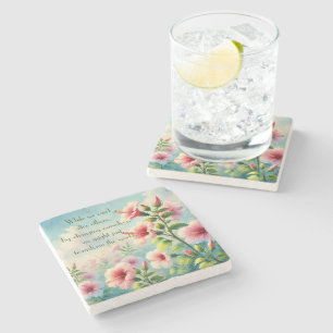 Hibiscus Flowers & Quote Stone Coaster