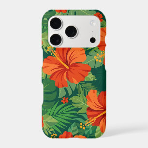Hibiscus Flowers Red Orange Green Jungle Foliage