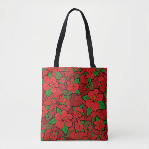 Hibiscus Flowers Red Tote Bag