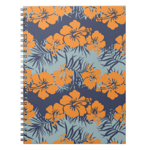 Hibiscus flowers seamless pattern,Vintage floral w Notebook