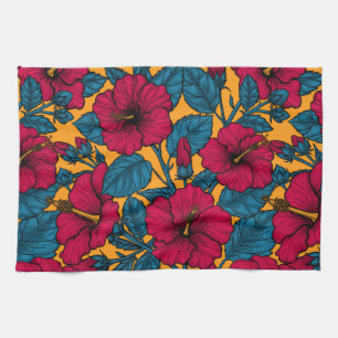 Hibiscus flowers tea towel