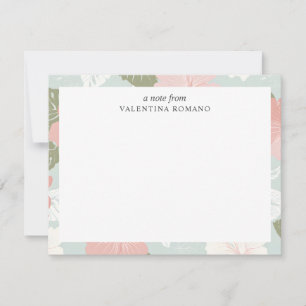 Hibiscus Flowers Tropical Botanical MONOGRAM CUTE Card