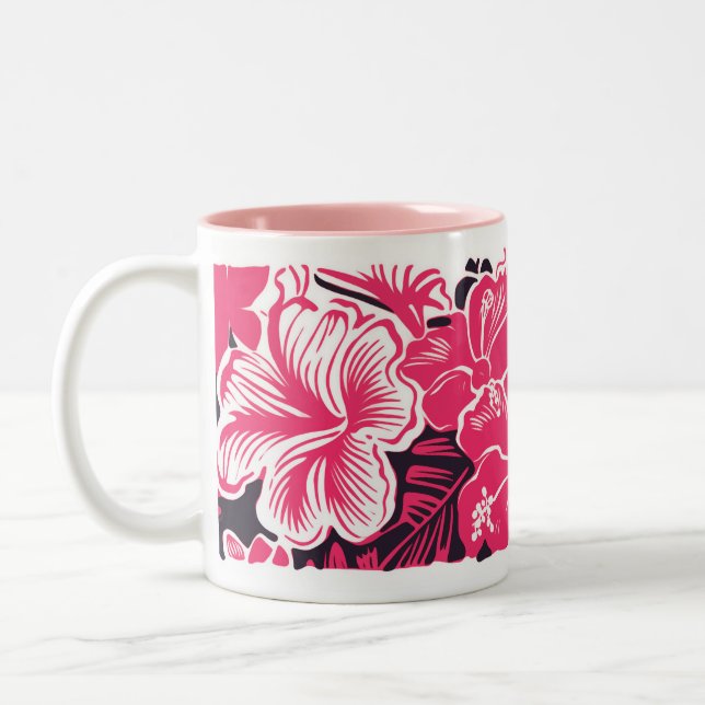 Hibiscus Flowers Two-Tone Coffee Mug (Left)