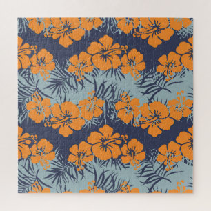 Hibiscus Flowers: Vintage Floral Wallpaper Jigsaw Puzzle