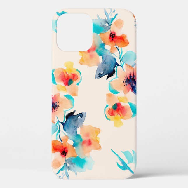 Hibiscus flowers watercolor illustration pattern Case-Mate iPhone case (Back)