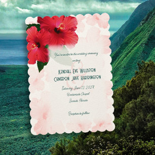 Hibiscus Flowers Wedding Invitation Template