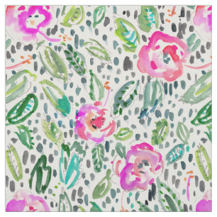 Hibiscus Frolic Painterly Watercolor Fabric