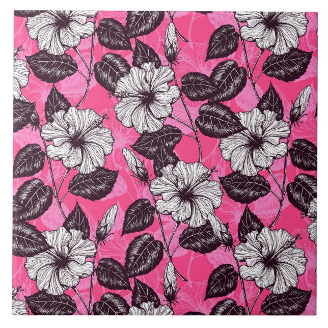 Hibiscus garden 2 ceramic tile (Front)