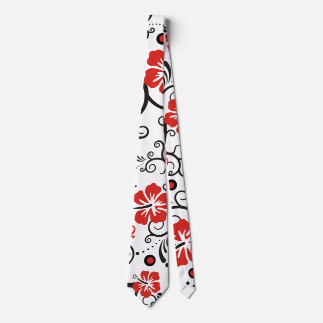 Hibiscus Gecko Decor Pattern + your ideas Tie (Front)